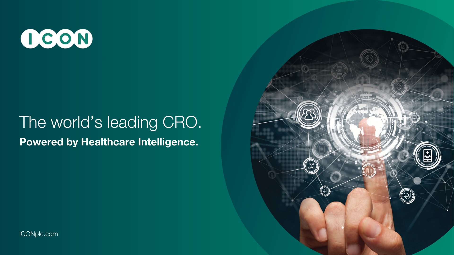 Groene advertentie met een vinger die cirkels aanraakt